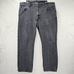 Levis 505 Mens Black Jeans 40x30 Dark Wash Cotton Straight Fit Denim Grunge